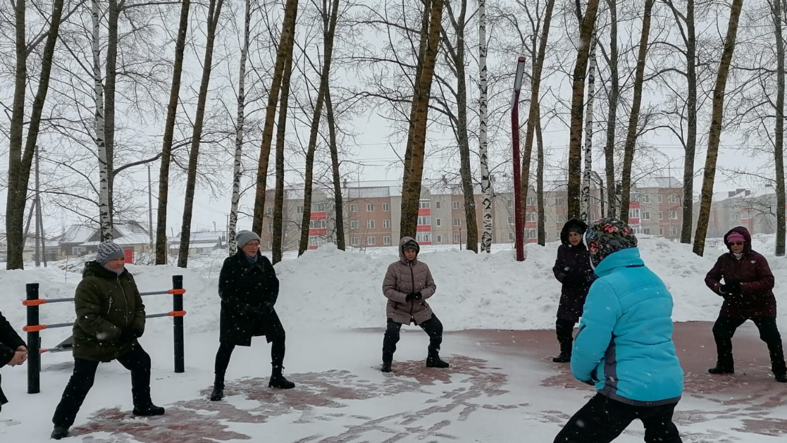 Пенсионеры занимаются на свежем воздухе